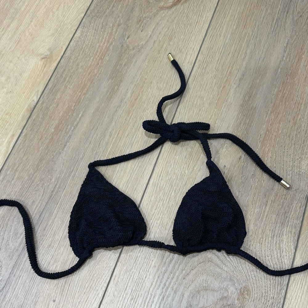 Monday Swimwear Black Crinkle Palma Top Small